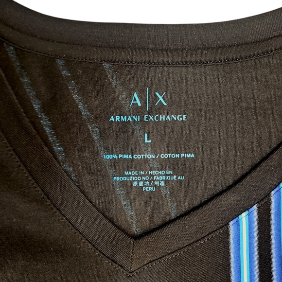 Armani Exchange AX T-Shirt Men Color Black and Blue Size Large - Picture 3 of 4